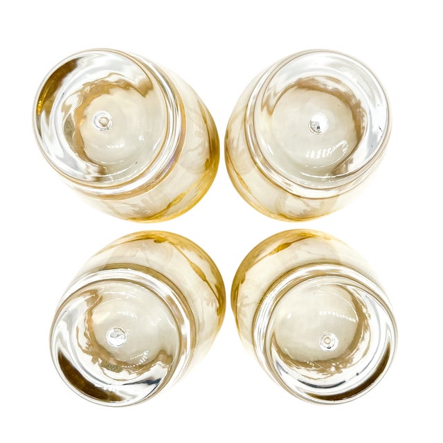 Set of 4 Italian Gilt Laurel & Tassel Lowball Glasses by Cre Art – Hollywood Regency / Neoclassical For Sale - Image 9 of 11