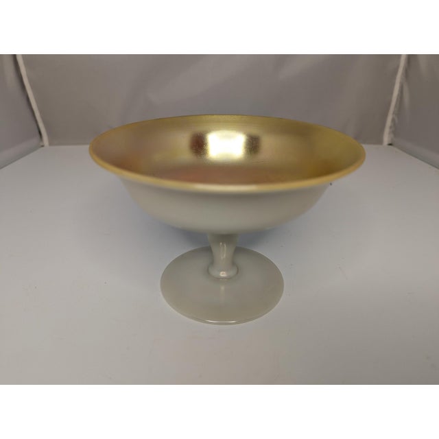 American Steuben Aurene & Calcite Art Glass Compote: Gold Interior, c.1920s For Sale - Image 3 of 8