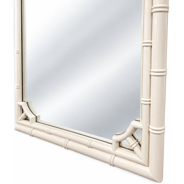 Vintage Chinoiserie Faux Bamboo Mirror – Ivory White Lacquer For Sale In West Palm - Image 6 of 6