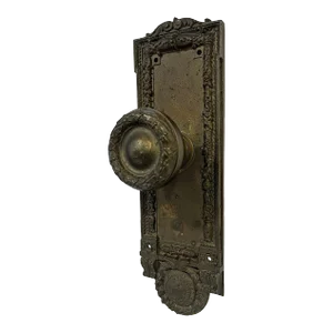 1910s Historical Cast Brass Chicago City Hall Door Knob With Plate