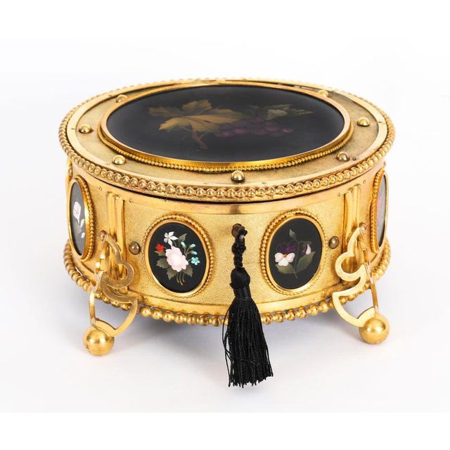 Silver Antique Italian Ormolu and Pietra Dura Jewellery Casket, 1800s For Sale - Image 8 of 16