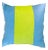 Square Feathers Linen Bold Stripe Pillow - Blue/Lime For Sale