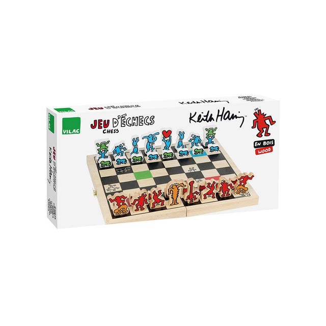 2020s Keith Haring Chess Set Game Art Colorful Toy Wooden Box New by Vilac For Sale - Image 5 of 5