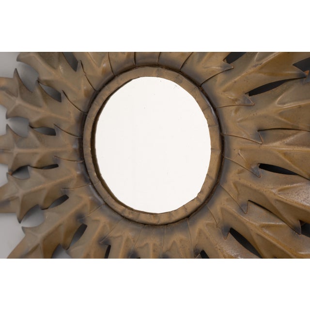 Vintage Sunburst Mirror in Steel, 1950s For Sale - Image 4 of 6