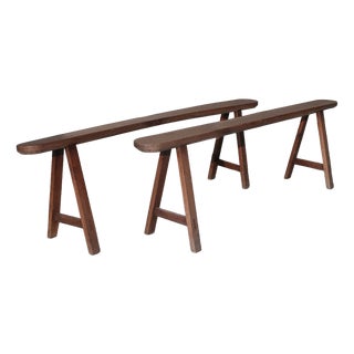 Cherrywood Farmhouse Benches, Set of 2 For Sale