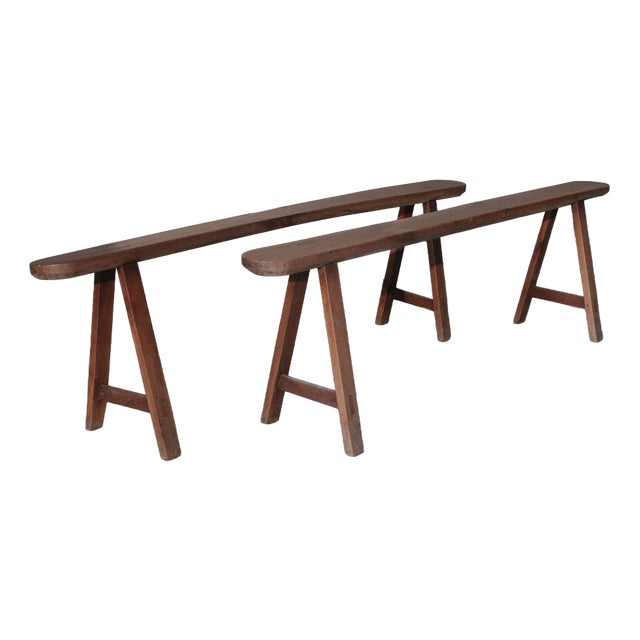 Cherrywood Farmhouse Benches, Set of 2 For Sale