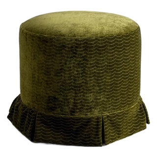 Custom Ottoman in Green For Sale