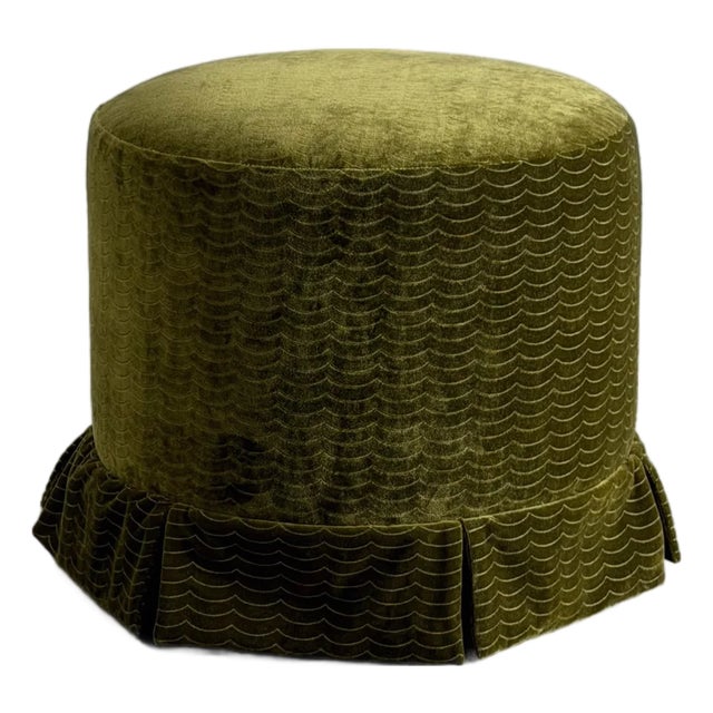 Custom Ottoman in Green For Sale
