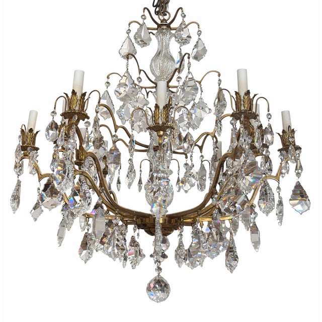 1930s Vintage St Louis French Crystal & Bronze Chandelier For Sale - Image 5 of 5