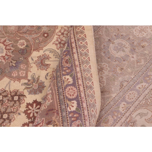 Textile Shabby Chic Medallion Kashan Pak-Persian Ivory/Brown Wool Rug - 10'1'' X 13'6'' For Sale - Image 7 of 8