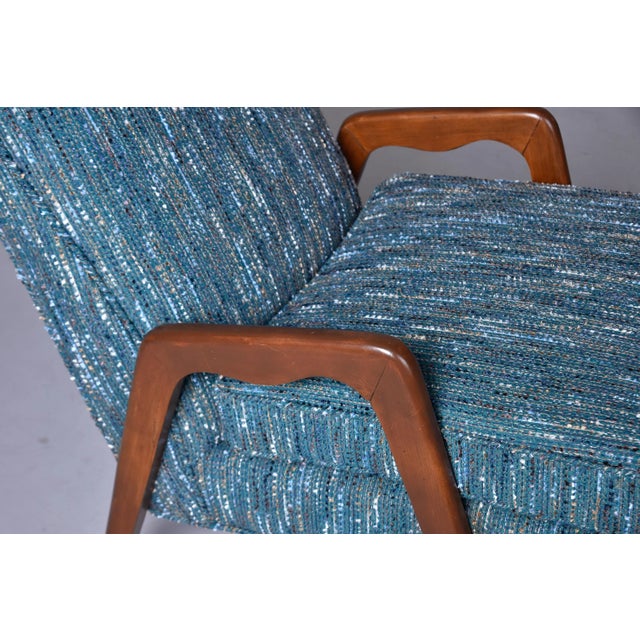 Mid Century Italian Chairs With New Teal Tweed Upholstery - Pair For Sale - Image 12 of 13