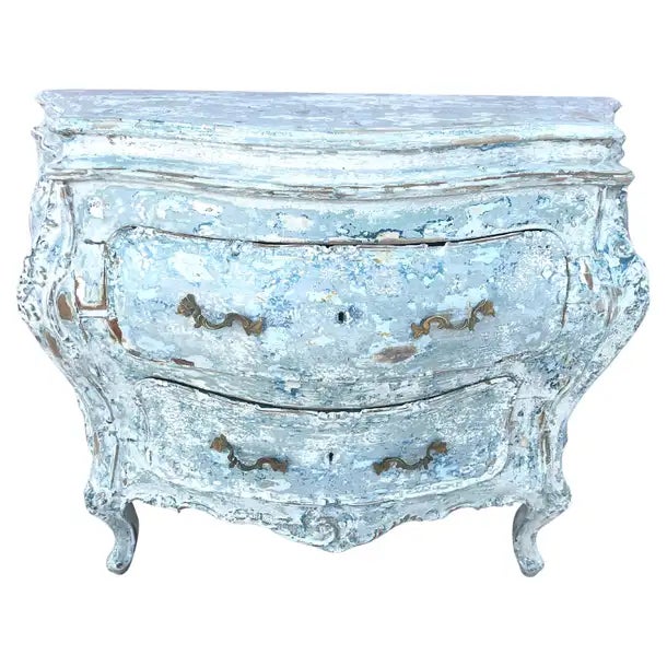 Blue Venetian Bombe Commode Polychromed and Painted For Sale - Image 8 of 11