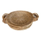 Set of 8 Rattan Trays With Handles For Sale
