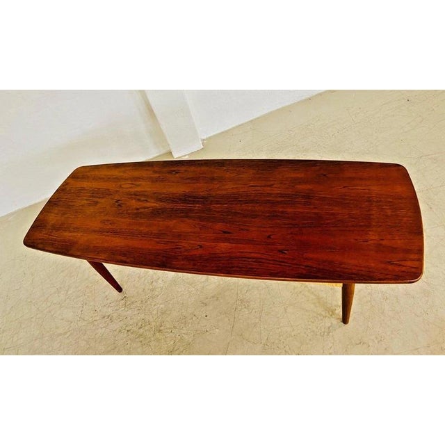 Vintage Danish Teak Coffee Table with Woven Rattan Magazine Shelf, 1960s For Sale - Image 3 of 18