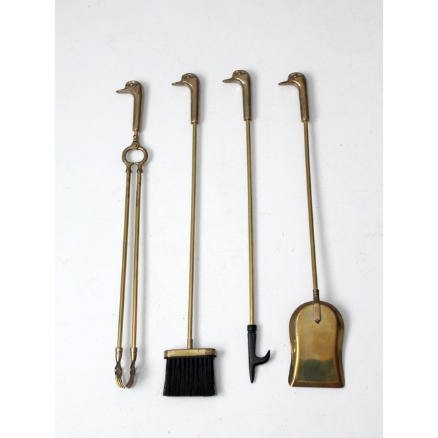 Vintage Brass Duck Fireplace Tools Set Chairish