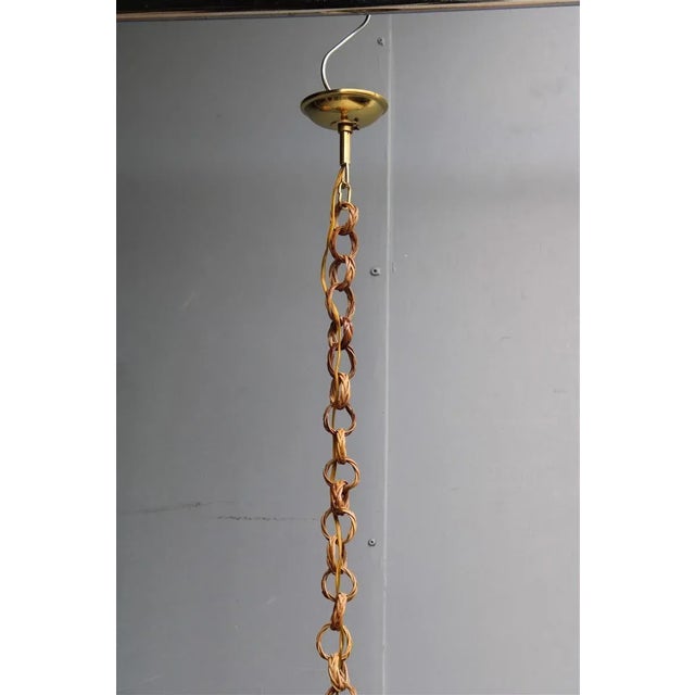 Bamboo, Straw and Brass Pendants, Italy, 1970s, Set of 2 For Sale - Image 4 of 13