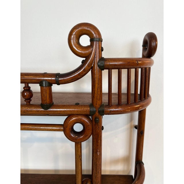 1900 - 1909 Bentwood and Brass Wall Shelves Unit. Austrian Arts & Crafts Works Circa 1900 For Sale - Image 5 of 12