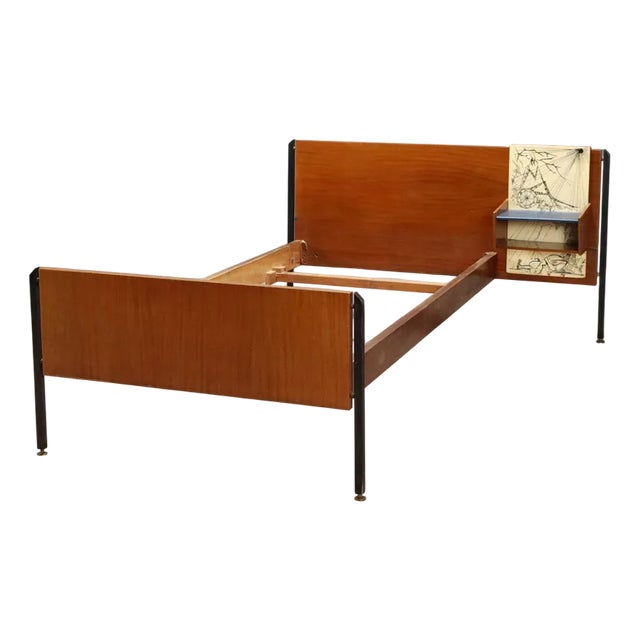 Bed with Wall-Mounted Nightstand, 1960s For Sale