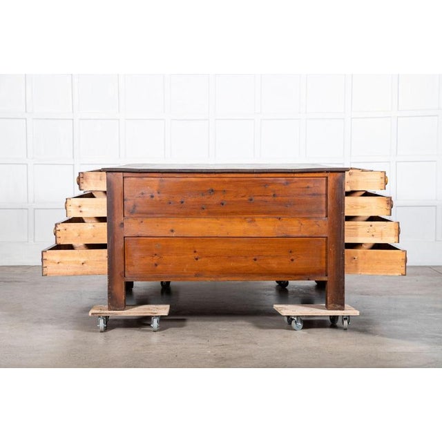 Large 19th Century English Pine Double Sided Work Table, 1890 For Sale - Image 6 of 18