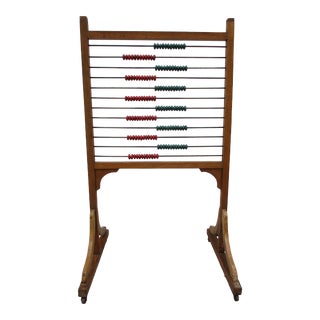 Antique Oak School Room Standing Abacus For Sale