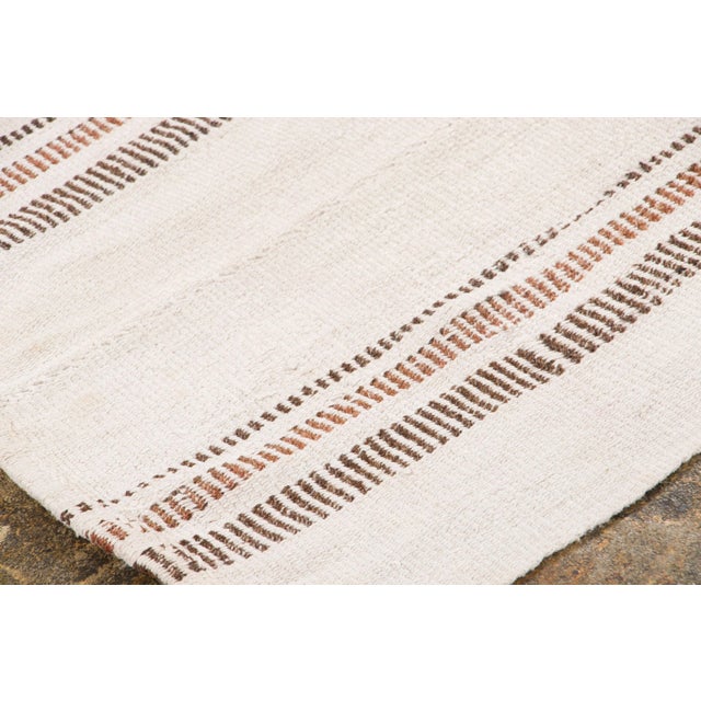 Rug & Kilim Vintage Turkish Kilim Hemp Rug With Brown Stripes by Rug & Kilim, 1950-1959 For Sale - Image 4 of 9