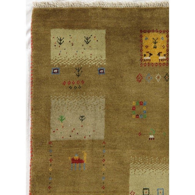1980s Hand-Knotted Persian Tribal Gabbeh Rug 4'10" X 6'4" For Sale - Image 5 of 5