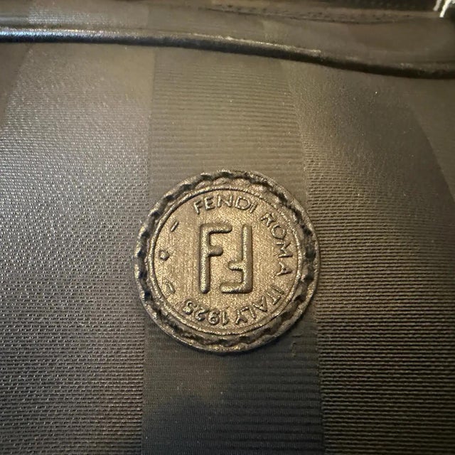 A 2000s Fendi Black Pequin Canvas and Leather Shoulder Bag For Sale - Image 17 of 18