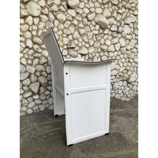 Metal Italian White Leather Armchair by Tito Agnoli for Matteo Grassi, 1970s For Sale - Image 7 of 18