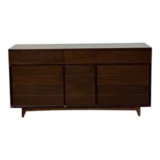 1960s Dark Walnut Triple Dresser For Sale