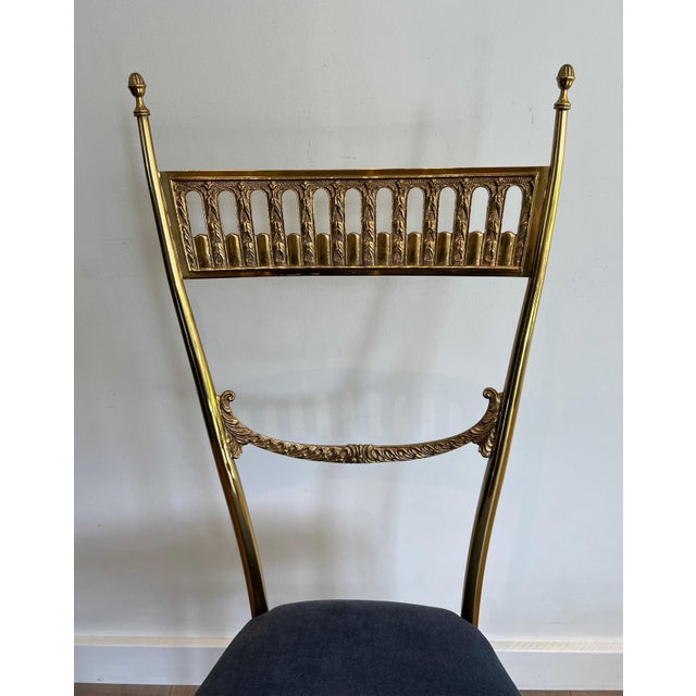 1940s 1940s Pair of neoclassical brass chairs attributed to Maison Jansen For Sale - Image 5 of 12