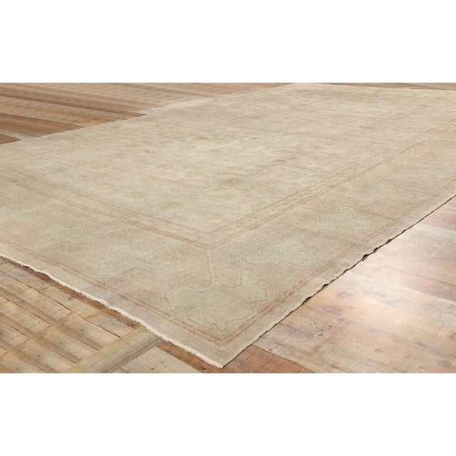 Tan Vintage Turkish Oushak Rug - 09'07 X 14'10 For Sale - Image 8 of 12