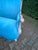 1970 French Louis XVI Pastel Beech Blue Velvet Settee For Sale - Image 6 of 15