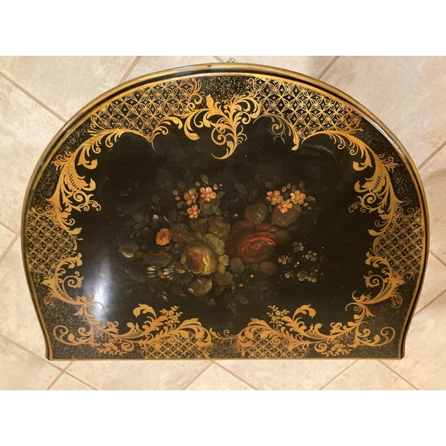 Black Early 19th Century Demi Lune Napoleon III Accent Table For Sale - Image 8 of 9