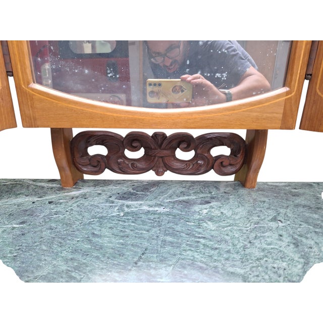 Vintage Mirrored Dressing Table with Marble Top and Stool by Mario Cereghini, 1940s, Set of 2 For Sale - Image 9 of 13