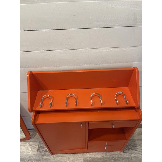 Vintage Orange Hallway Set from Meblo, 1970, Set of 5 For Sale - Image 4 of 12