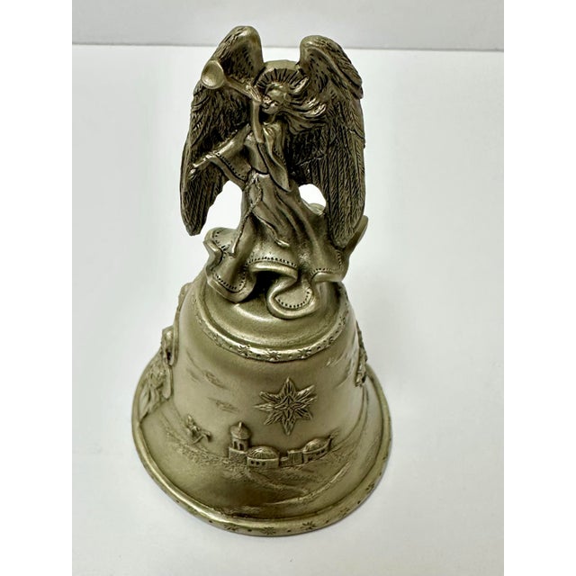 Vintage Late 20th Century Angel/Nativity Scenery Pewter Bell For Sale In Orlando - Image 6 of 12