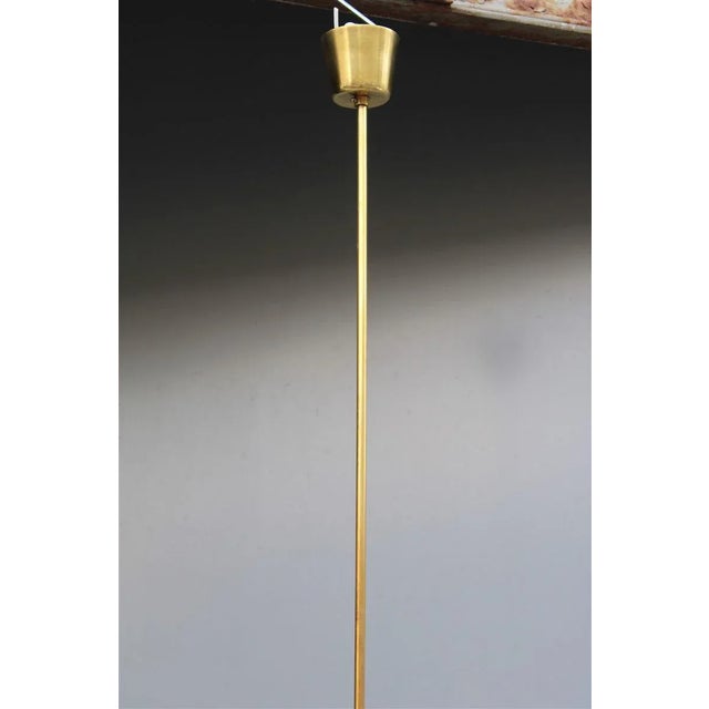 1950s Italian Brass and White Opaline Glass Ceiling Lamp from Stilnovo, 1950s For Sale - Image 5 of 11