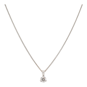 Ladies 18k White and Yellow Gold 0.72ct Round Diamond Solitaire Pendant Necklace