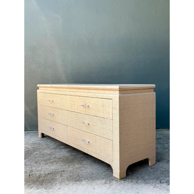 Vintage Grasscloth and Lucite Dresser For Sale - Image 12 of 14