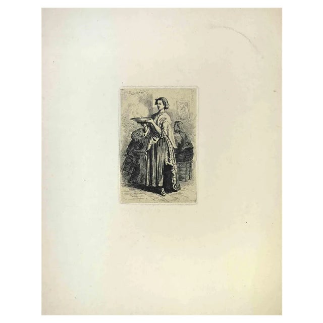 Gustave Donjean, The Lady, Etching, 1860s For Sale