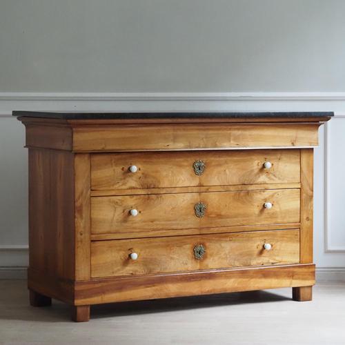 Antique Louis-Philippe Chest of Drawers with Black Marble Top, 1850 For Sale - Image 6 of 18
