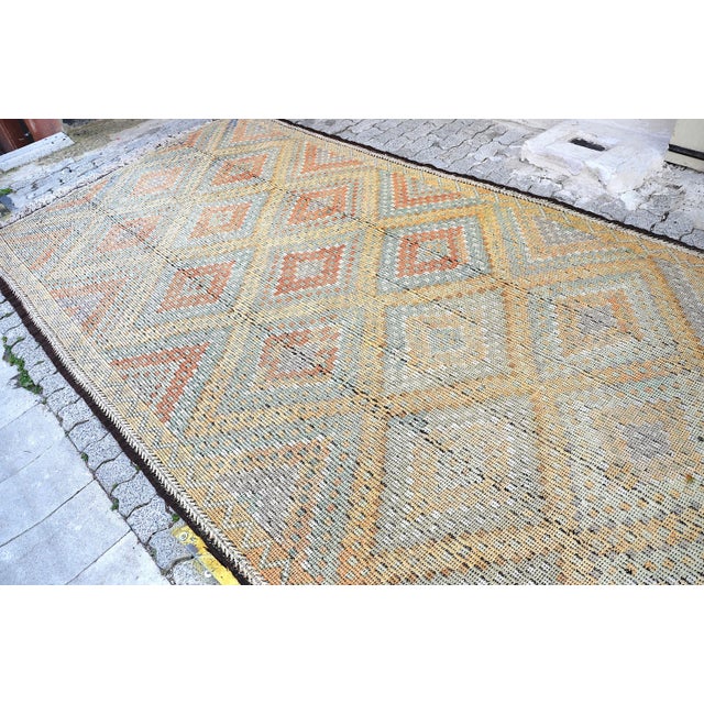 1960s 1960s Vintage Turkish Wool Kilim Rug For Sale - Image 5 of 11