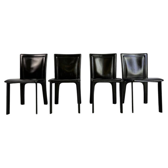 Vintage Black Leather Dining Chairs, 1970s, Set of 4 For Sale - Image 10 of 10