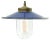 Vintage Blue Enamel, Brass and Clear Glass Pendant Light For Sale
