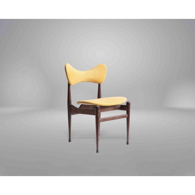 Butterfly Chairs in Wood and Yellow Fabric by Inge and Luciano Rubino, 1960s, Set of 6 For Sale - Image 6 of 7
