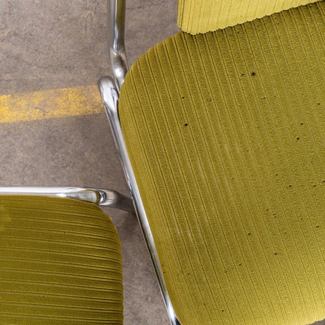 Olive Green Upholstered Chrome Framed Stacking Dining Chairs, 1980s, Set of 8 For Sale - Image 11 of 12