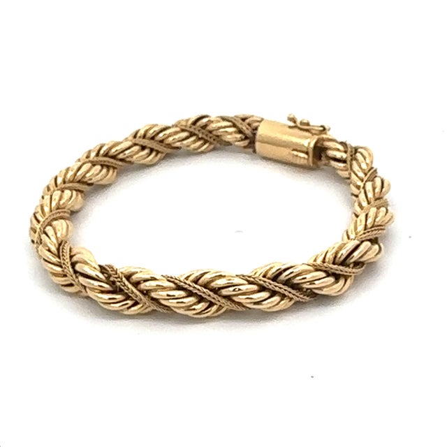 Heavy Intertwined Vintage Rope Chain Bracelet Torsade Style • 14K Solid Yellow Gold • Length: 7.5 inches / 19.5 cm •...