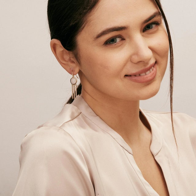 Syna Yellow Gold Ethiopian Opal Earrings with Diamonds, a Pair For Sale - Image 4 of 5