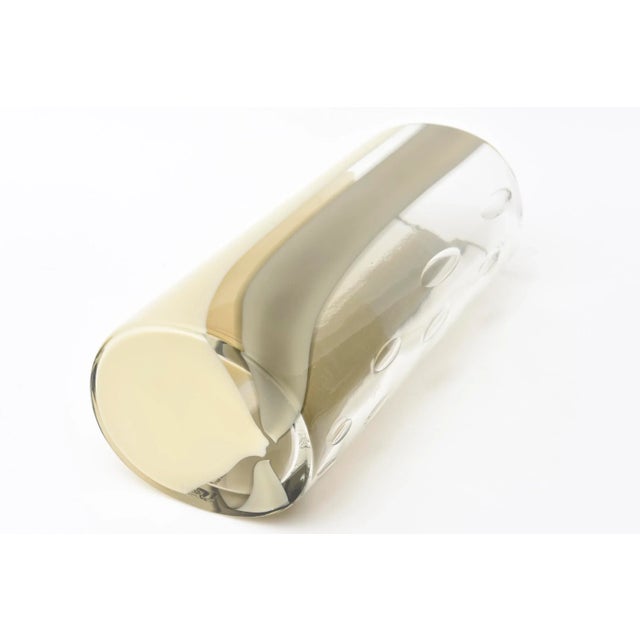 Glass Murano Vintage Seguso Vetri d'Arte Striped Tan, Beige, Gray Glass Vase With Large Side Bubbles For Sale - Image 7 of 13