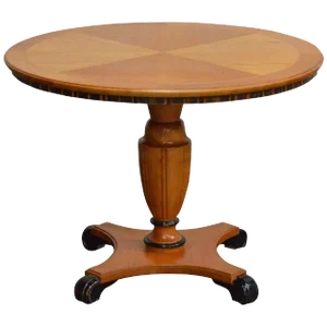 Swedish Art Deco Round Golden Elm Pedestal End or Side Table